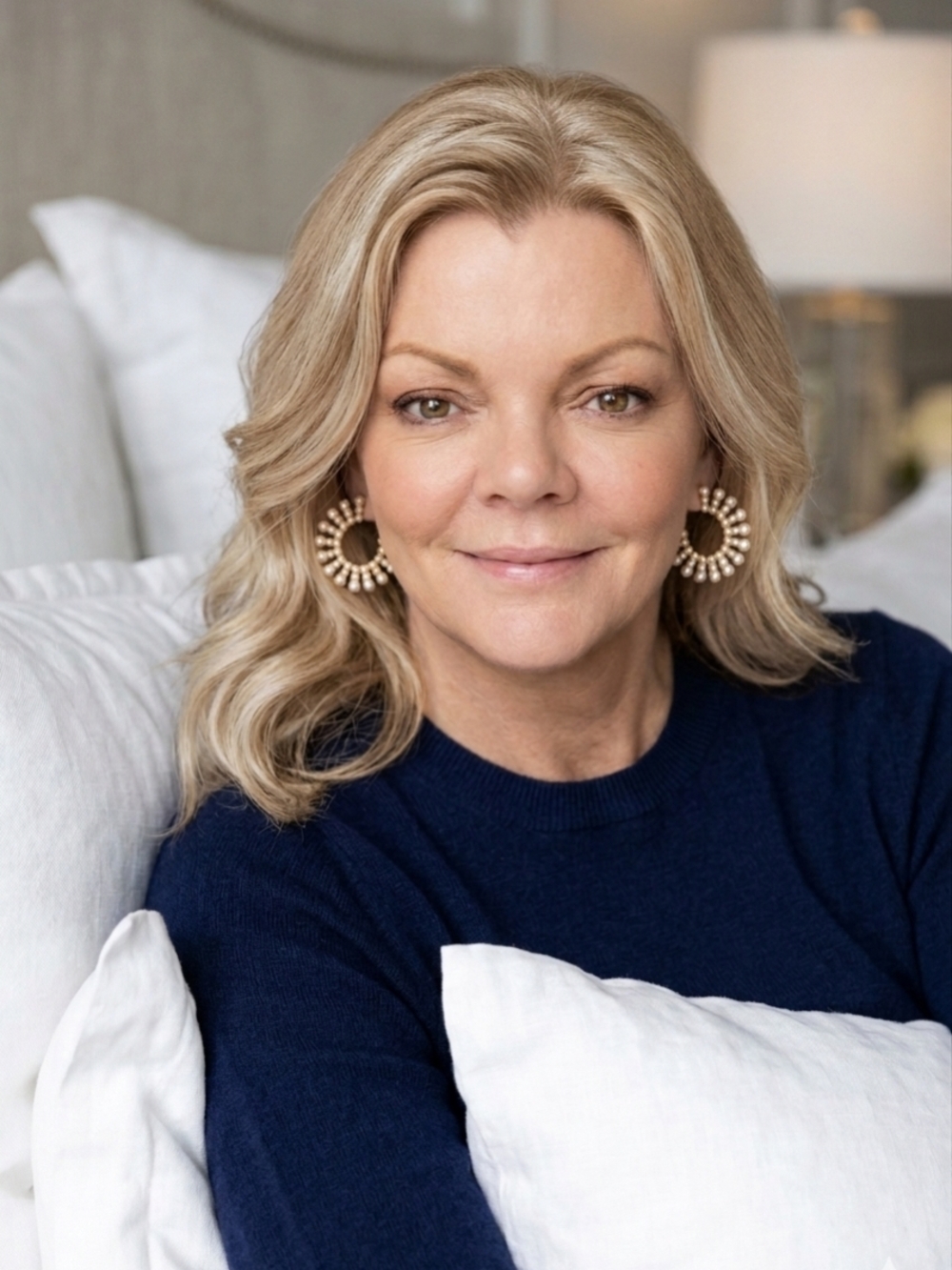 Plunder Cream and Gold Beaded Hoop Earrings